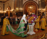 В день Усекновения главы Иоанна Предтечи Патриарх совершил литургию в храме Христа Спасителя